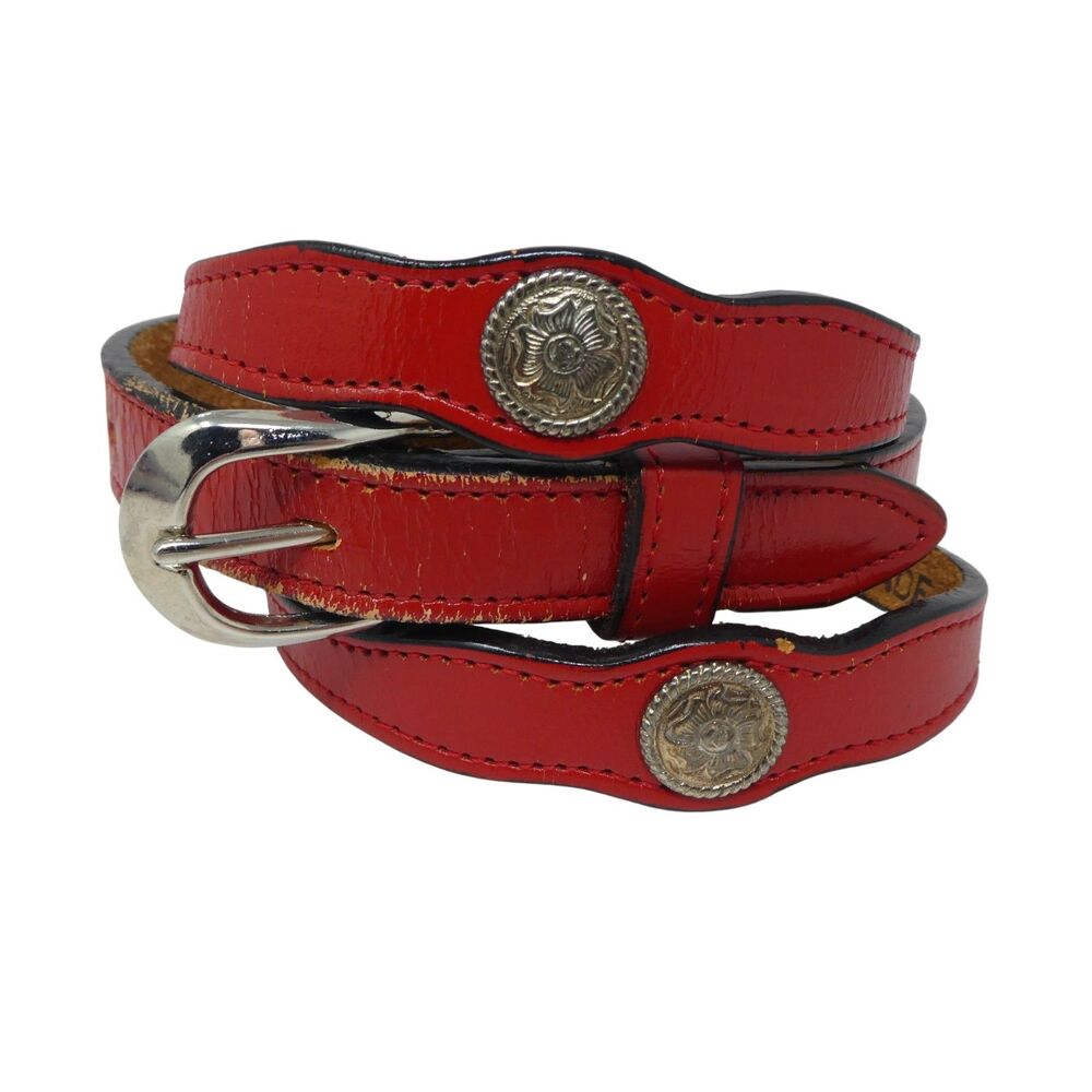 Vintage Circle Y Red Leather Western Concho Belt
